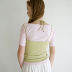 LETTER FROM MOON Letters Halterneck Strap Top (Olive)
