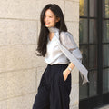 GIEMAR SHINING TIE BLOUSE SKY BLUE Shining tie blouse sky blue