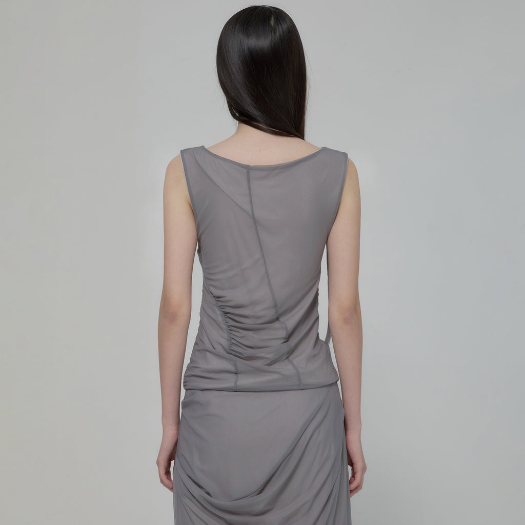 FLAREUP Draped Mesh Layered Sleeveless (FL-116_Gray)