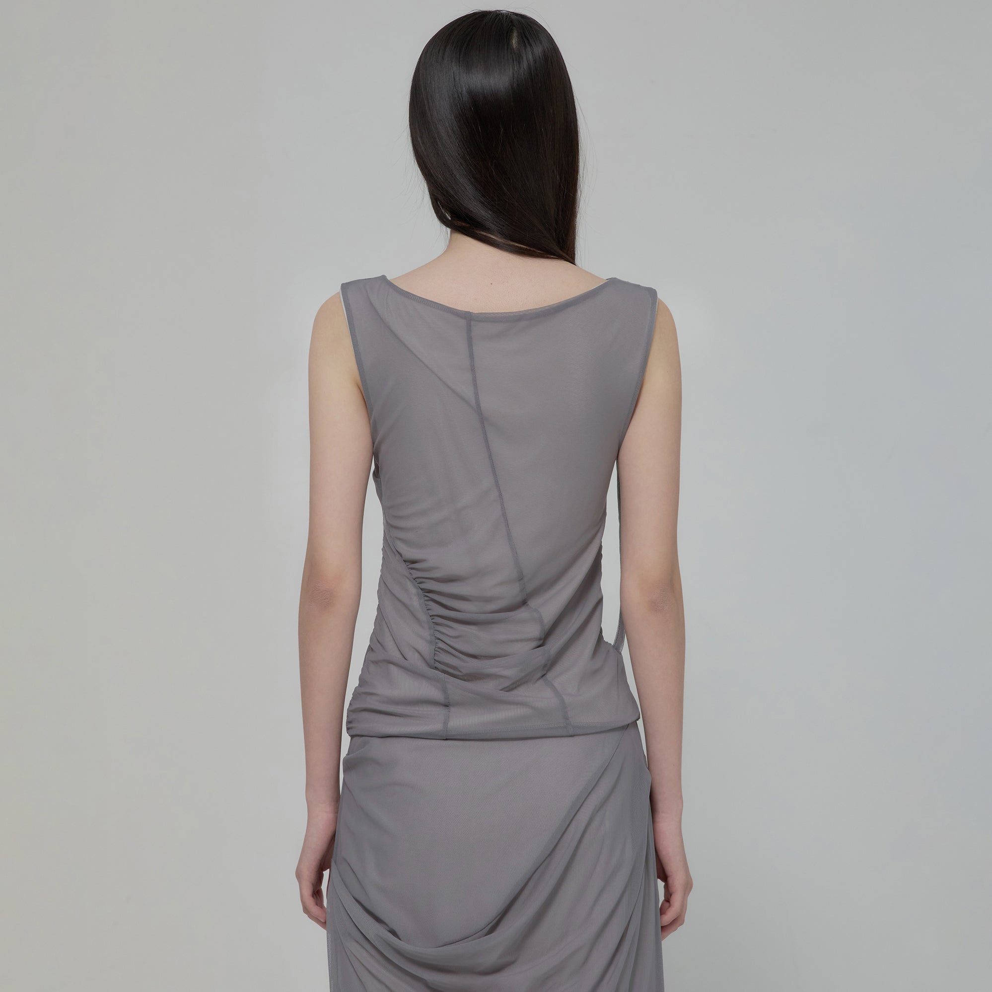 FLAREUP Draped Mesh Layered Sleeveless (FL-116_Gray)