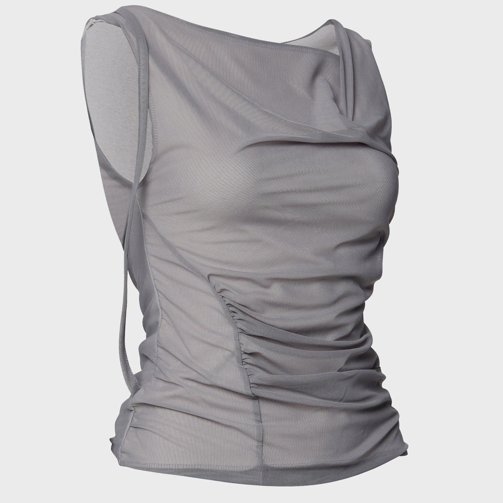 FLAREUP Draped Mesh Layered Sleeveless (FL-116_Gray)