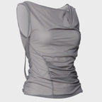 FLAREUP Draped Mesh Layered Sleeveless (FL-116_Gray)