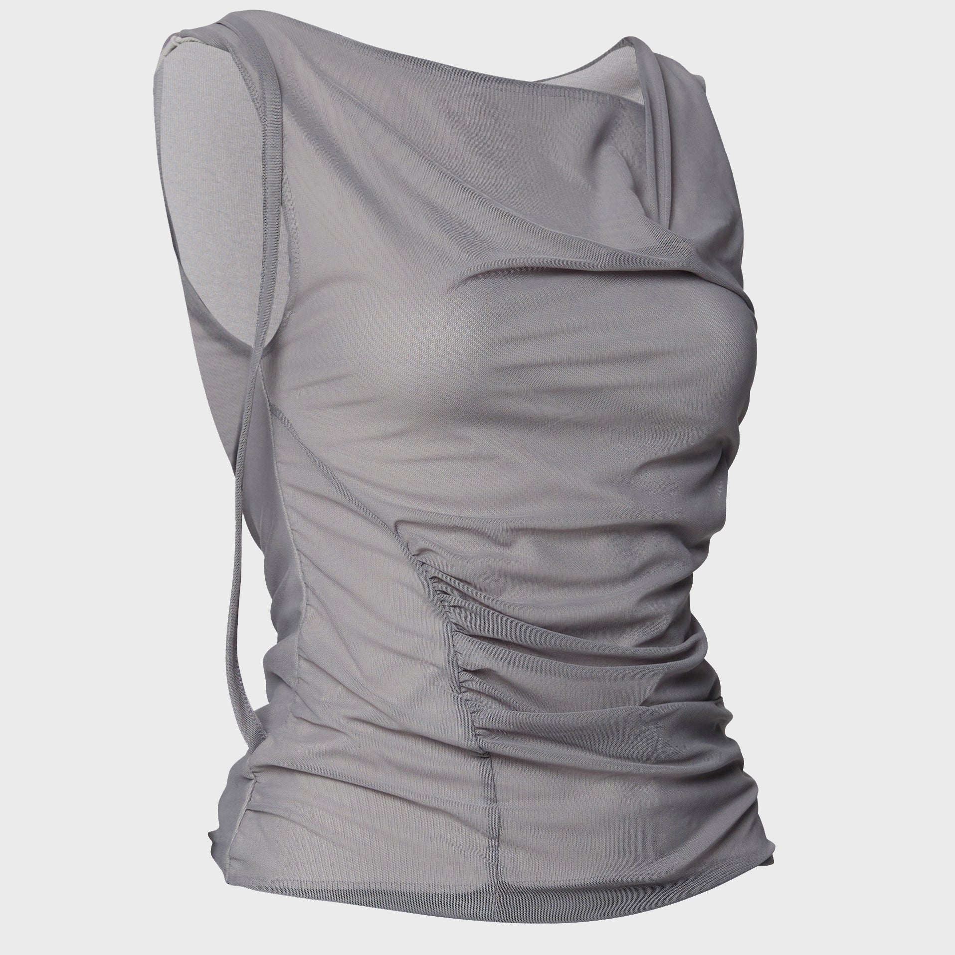 FLAREUP Draped Mesh Layered Sleeveless (FL-116_Gray)