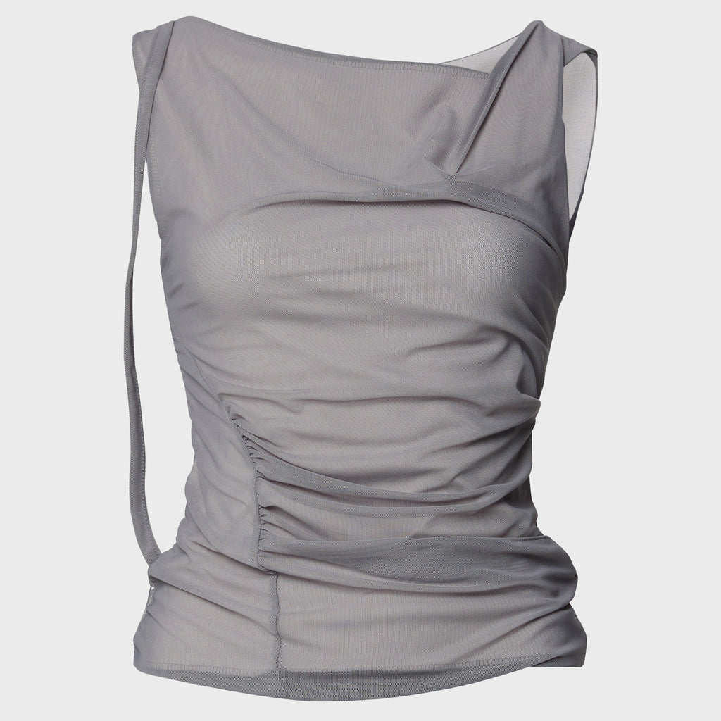 FLAREUP Draped Mesh Layered Sleeveless (FL-116_Gray)