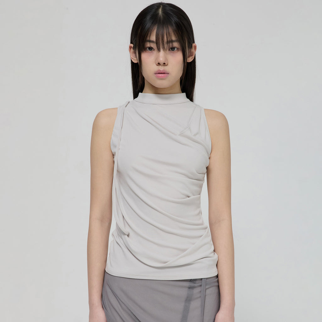 FLAREUP Draped Sleeveless Top (FL-135_Cloud White)