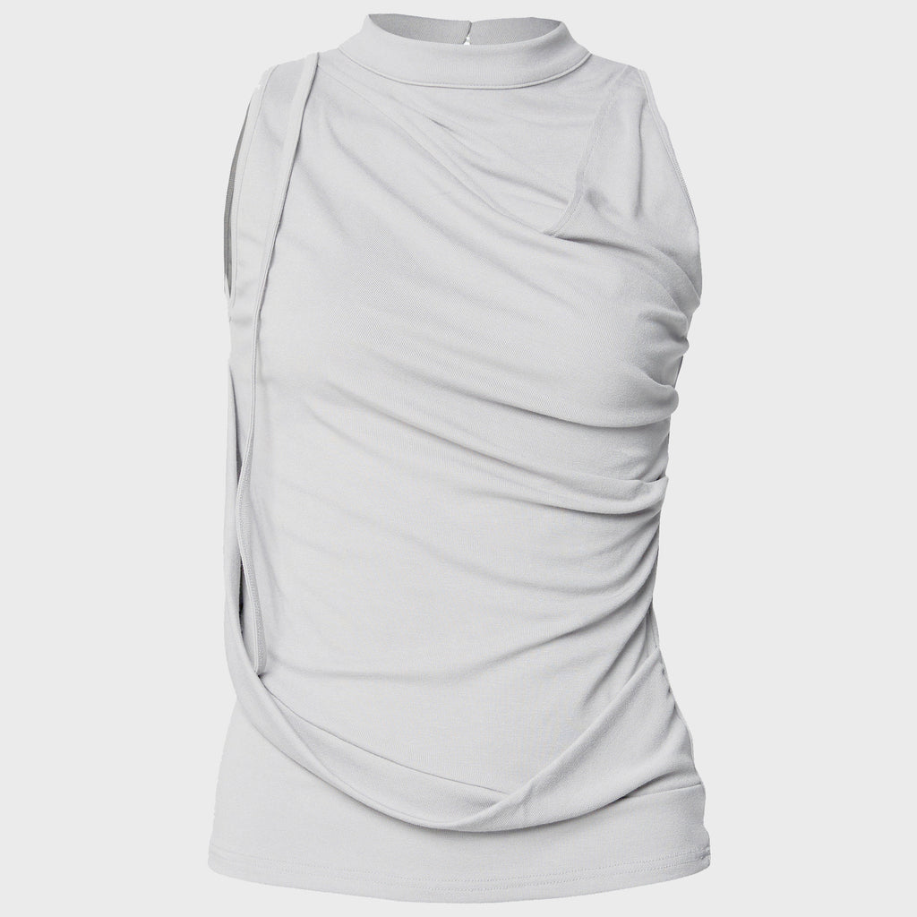 FLAREUP Draped Sleeveless Top (FL-135_Cloud White)