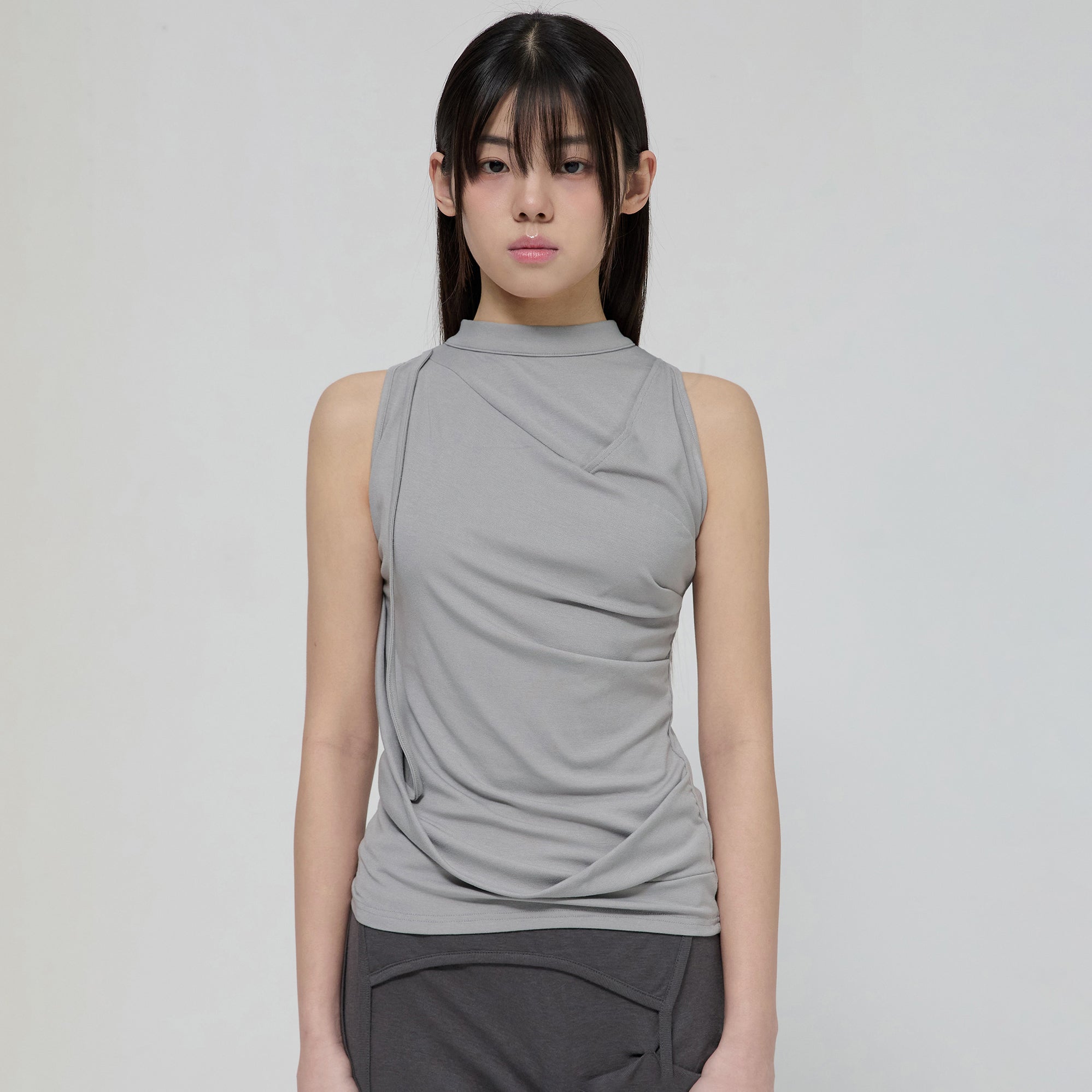 FLAREUP Draped Sleeveless Top (FL-135_Gray)