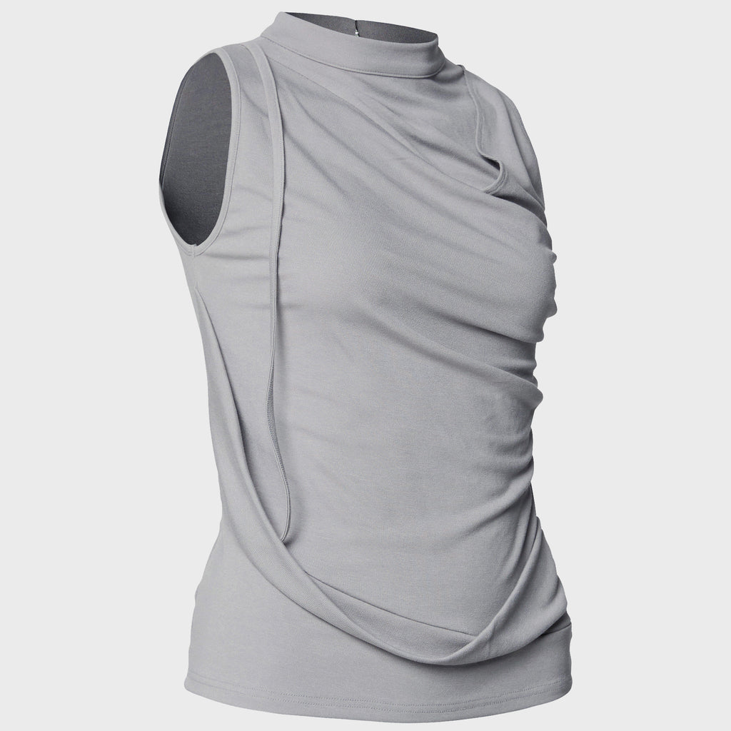 FLAREUP Draped Sleeveless Top (FL-135_Gray)
