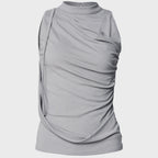 FLAREUP Draped Sleeveless Top (FL-135_Gray)