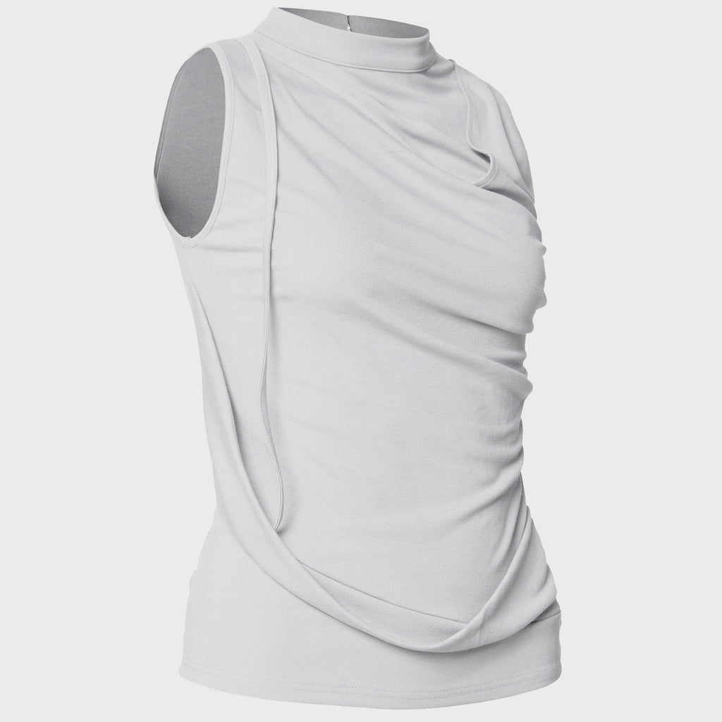 FLAREUP Draped Sleeveless Top (FL-135_Cloud White)