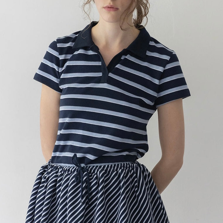 HAAG a minimal pique t-sh (navy stripe)