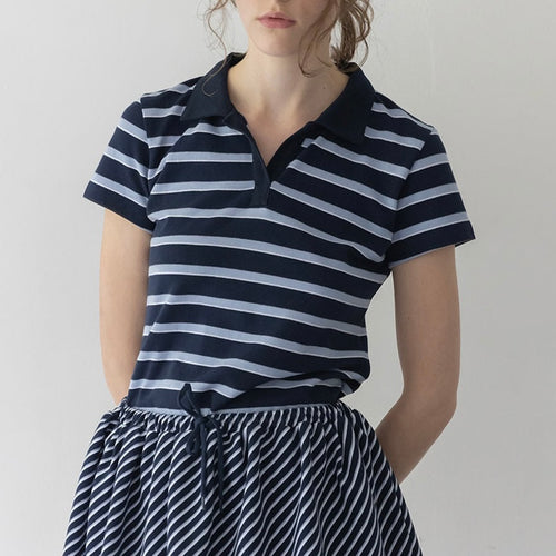 HAAG a minimal pique t-sh (navy stripe)