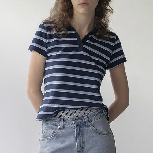HAAG a minimal pique t-sh (navy stripe)