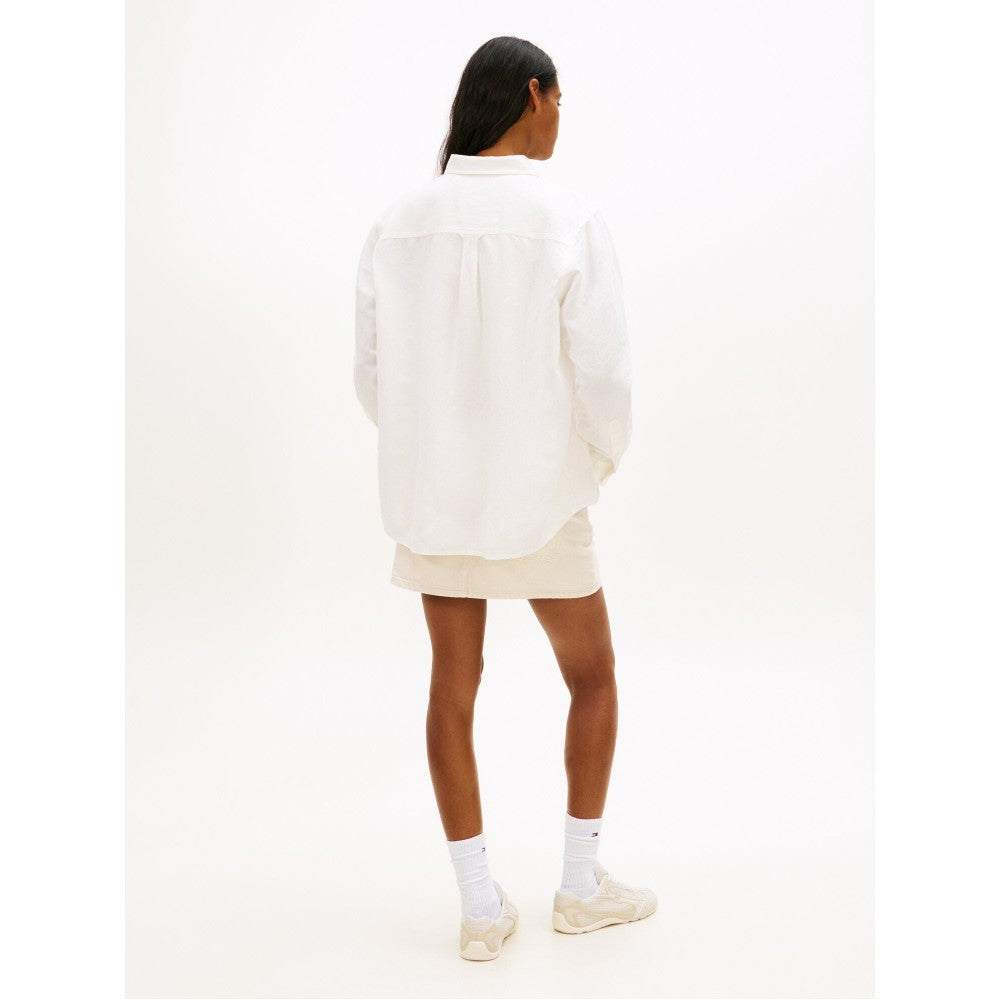 TOMMY JEANS Relaxed linen blend shirt_Ivory