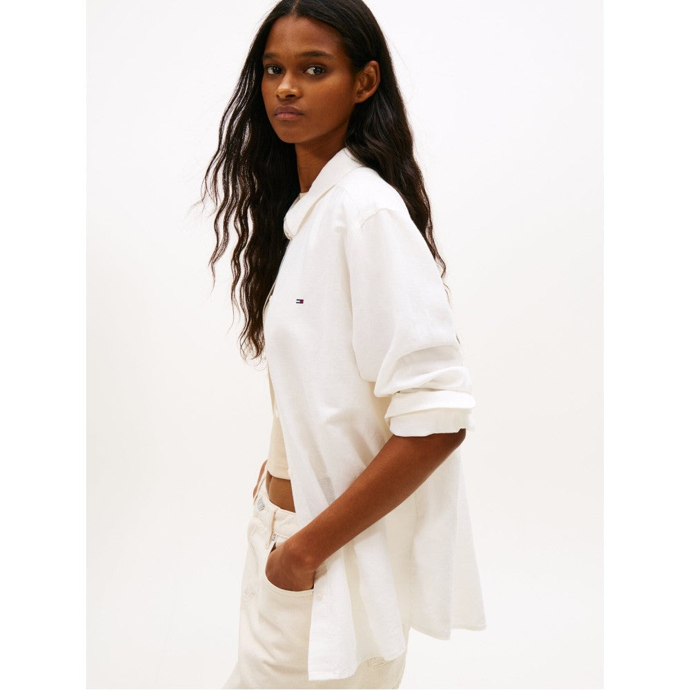 TOMMY JEANS Relaxed linen blend shirt_Ivory