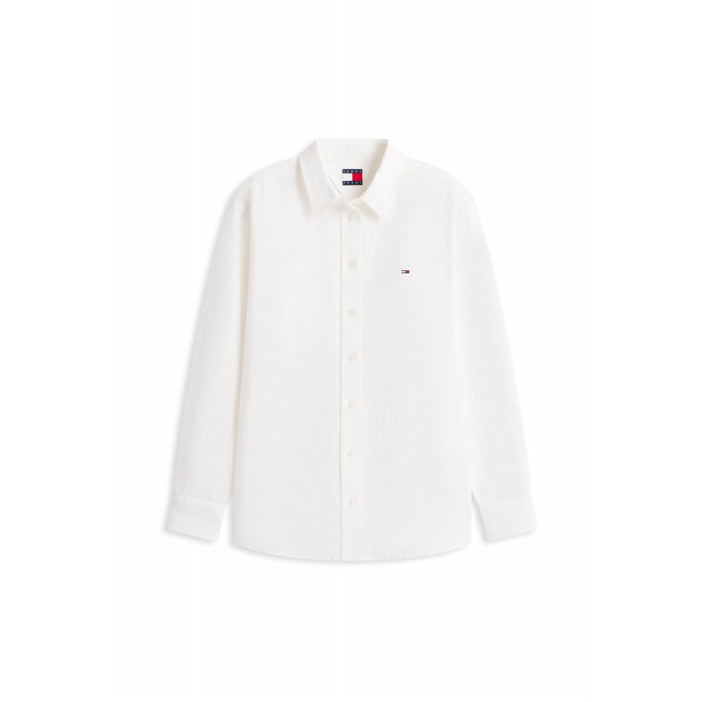 TOMMY JEANS Relaxed linen blend shirt_Ivory