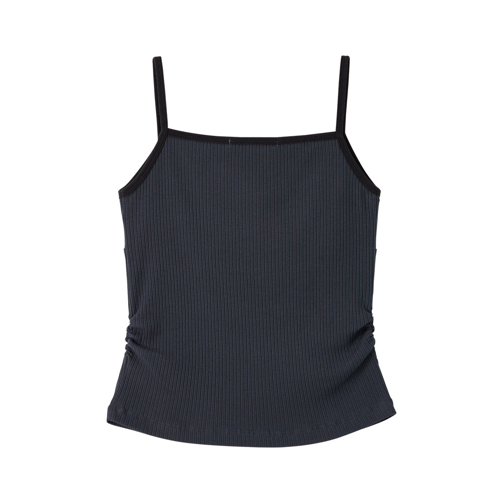 BITTERCELLS V Neck Shirring Sleeveless-Charcoal