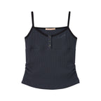 BITTERCELLS V Neck Shirring Sleeveless-Charcoal