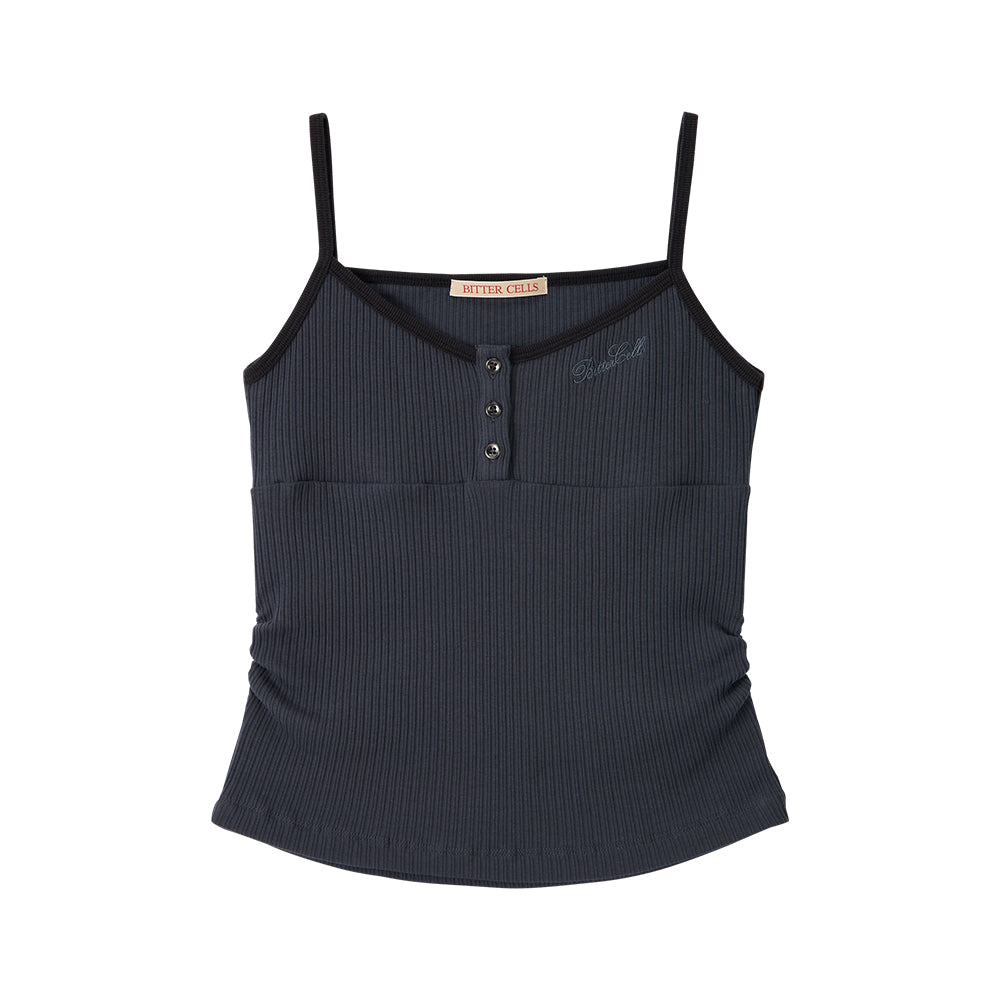 BITTERCELLS V Neck Shirring Sleeveless-Charcoal