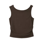 BITTERCELLS Hole Off Shoulder Sleeveless-Brown