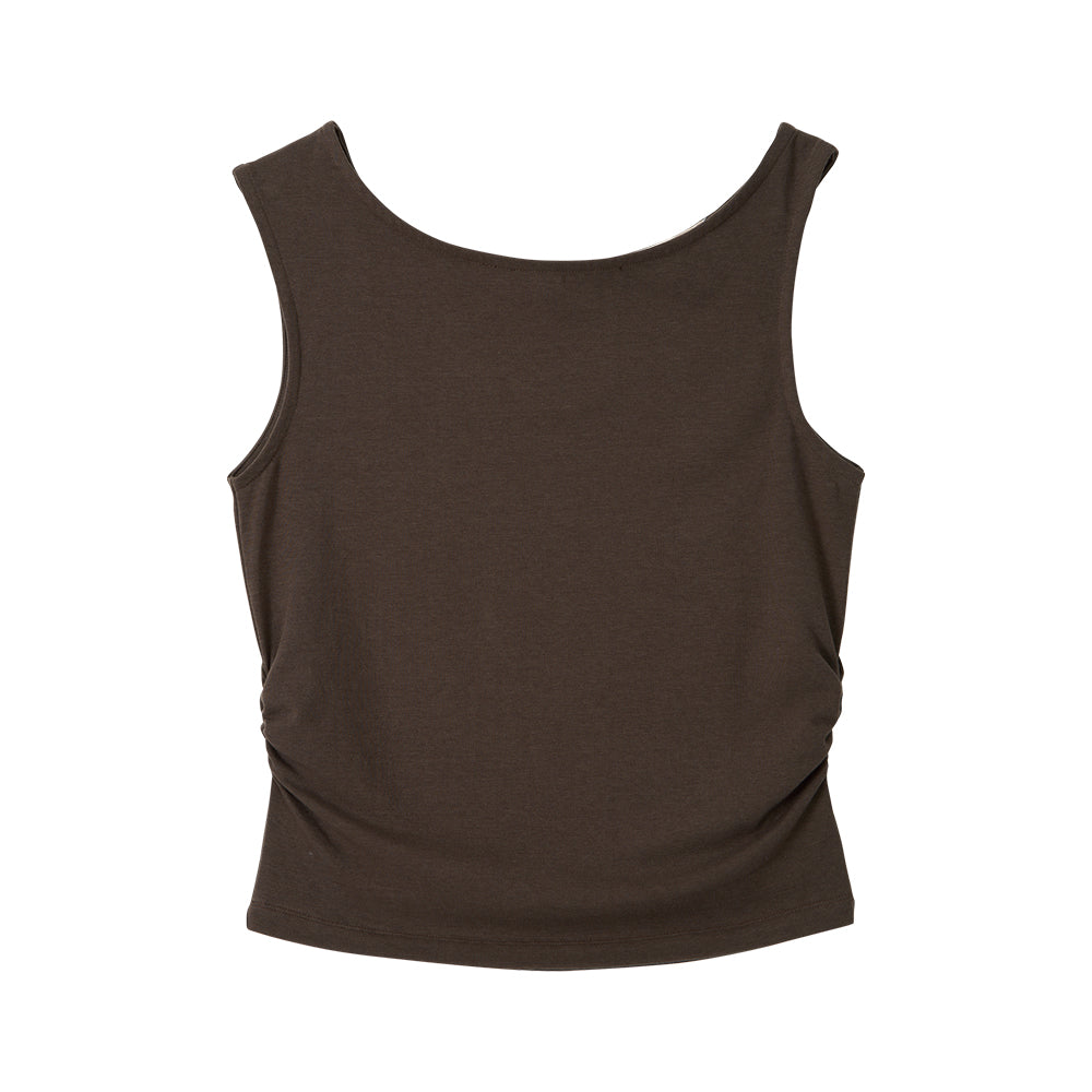 BITTERCELLS Hole Off Shoulder Sleeveless-Brown