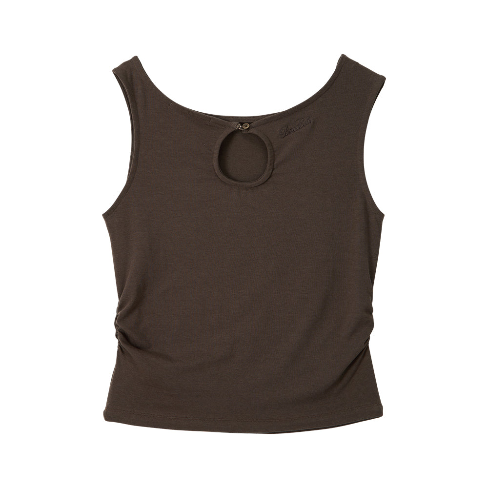 BITTERCELLS Hole Off Shoulder Sleeveless-Brown