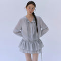 OURO RUFFLE WRAP BLOUSE [ PALE BLUE ]