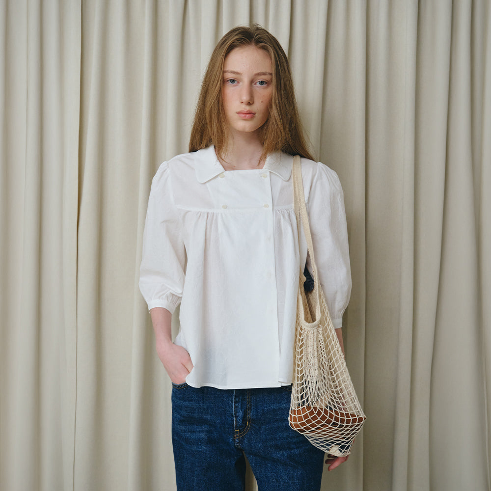 BRENDA BRENDEN SEOUL renee square blouse - white