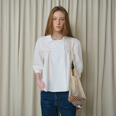 renee square blouse - white