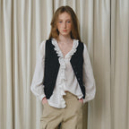BRENDA BRENDEN SEOUL renee frill blouse - navy
