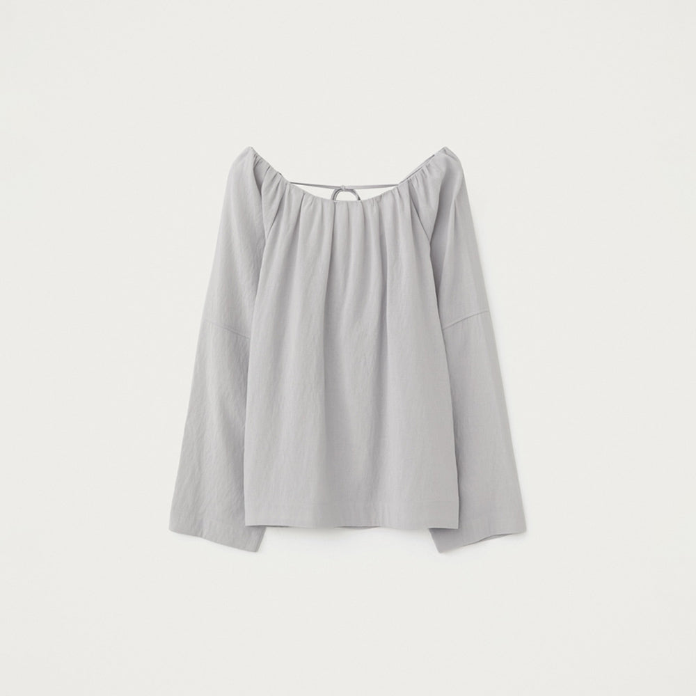 YE Lini Gathered Tie Blouse - Sky Grey