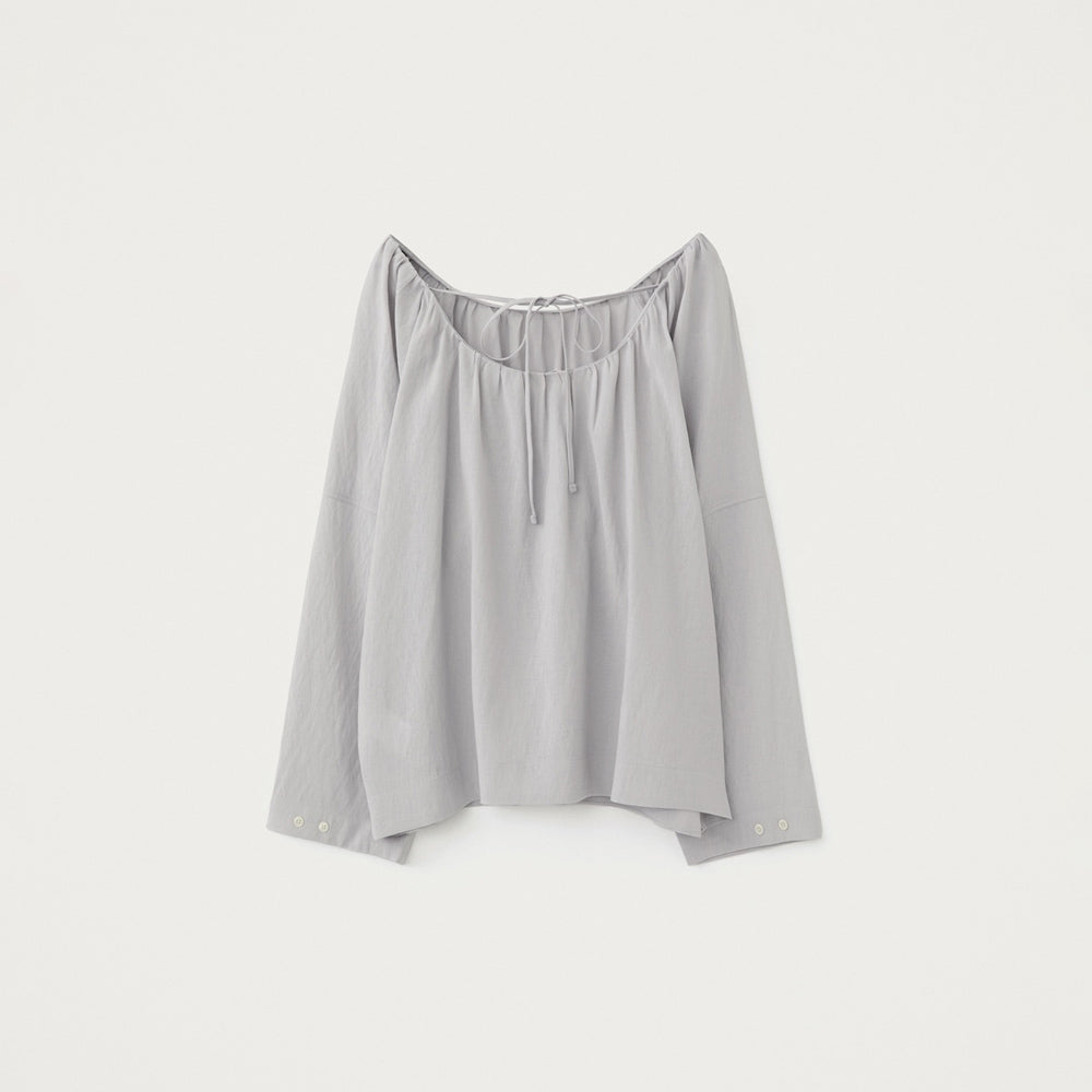 YE Lini Gathered Tie Blouse - Sky Grey
