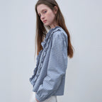 FRIVER07 Check pintuck ruffle blouse [FRSP06BL09]_Sky blue