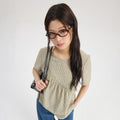 LUCKY CHOUETTE Chouetties by LUCKY CHOUETTE Unbalance Volume Check Blouse (olive) LASAX26400OLV