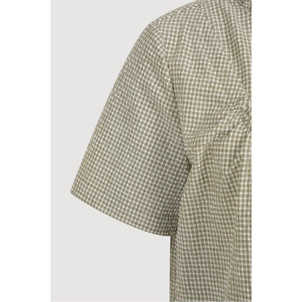 LUCKY CHOUETTE Chouetties by LUCKY CHOUETTE Unbalance Volume Check Blouse (olive) LASAX26400OLV