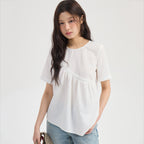 LUCKY CHOUETTE Chouetties by LUCKY CHOUETTE Unbalance Volume Check Blouse (white) LASAX26400WHX