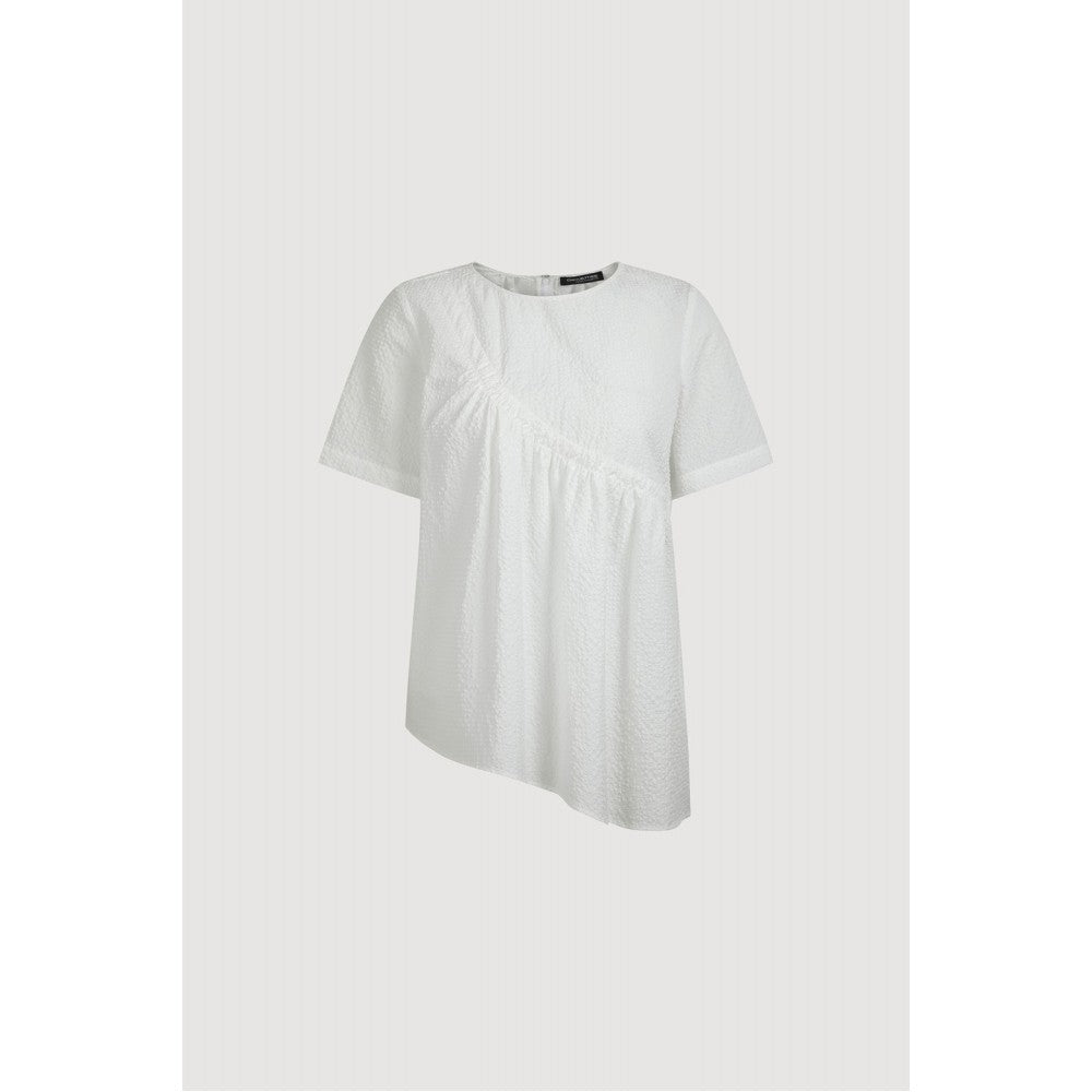 LUCKY CHOUETTE Chouetties by LUCKY CHOUETTE Unbalance Volume Check Blouse (white) LASAX26400WHX