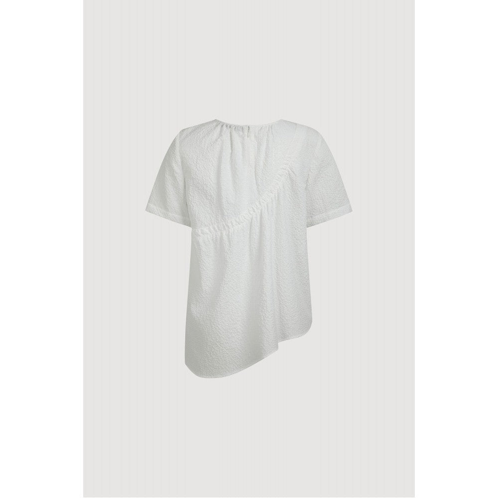 LUCKY CHOUETTE Chouetties by LUCKY CHOUETTE Unbalance Volume Check Blouse (white) LASAX26400WHX