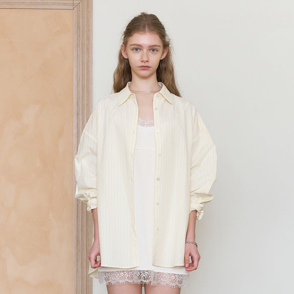 TTUDEMENT STRIPED SUMMER OVERSHIRT_YELLOW