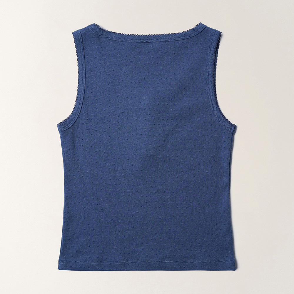 TTUDEMENT EYELET HENLEY TANK TOP_MID BLUE