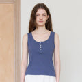 TTUDEMENT EYELET HENLEY TANK TOP_MID BLUE