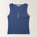 TTUDEMENT EYELET HENLEY TANK TOP_MID BLUE