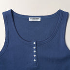 TTUDEMENT EYELET HENLEY TANK TOP_MID BLUE