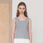 TTUDEMENT EYELET HENLEY TANK TOP_MELANGE GREY