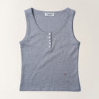 TTUDEMENT EYELET HENLEY TANK TOP_MELANGE GREY