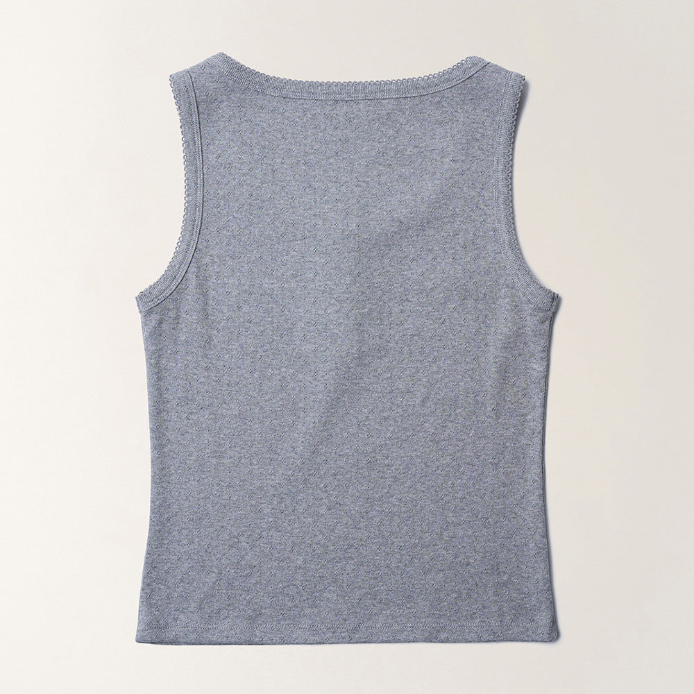 TTUDEMENT EYELET HENLEY TANK TOP_MELANGE GREY