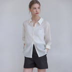 OUR HOPE Soft Glow Tencel Sheer Shirt - Cream