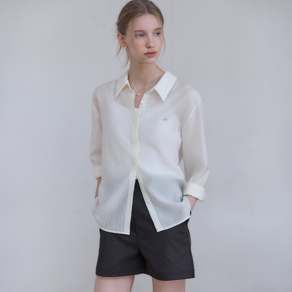 OUR HOPE Soft Glow Tencel Sheer Shirt - Cream