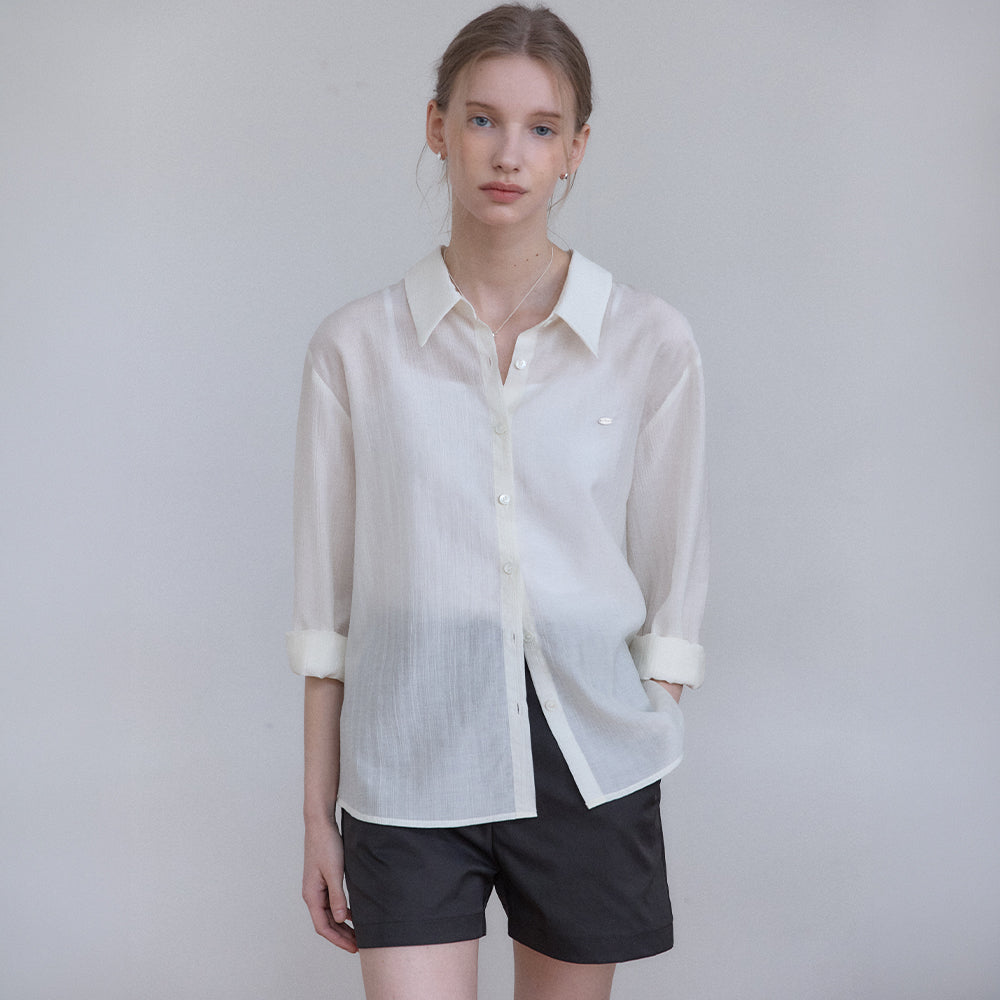 OUR HOPE Soft Glow Tencel Sheer Shirt - Cream