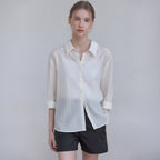 OUR HOPE Soft Glow Tencel Sheer Shirt - Cream